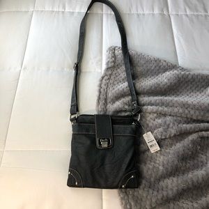 Black Leather Crossbody Handbag